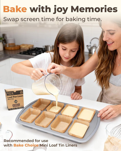Bake Choice Mini Loaf Pan, 8-Cavity Non-Stick Carbon Steel Baking Pans Set for Banana Bread, Cornbread, Cheesecake, Muffins, Pound Cake, Small Meatloaf, Bread Pan