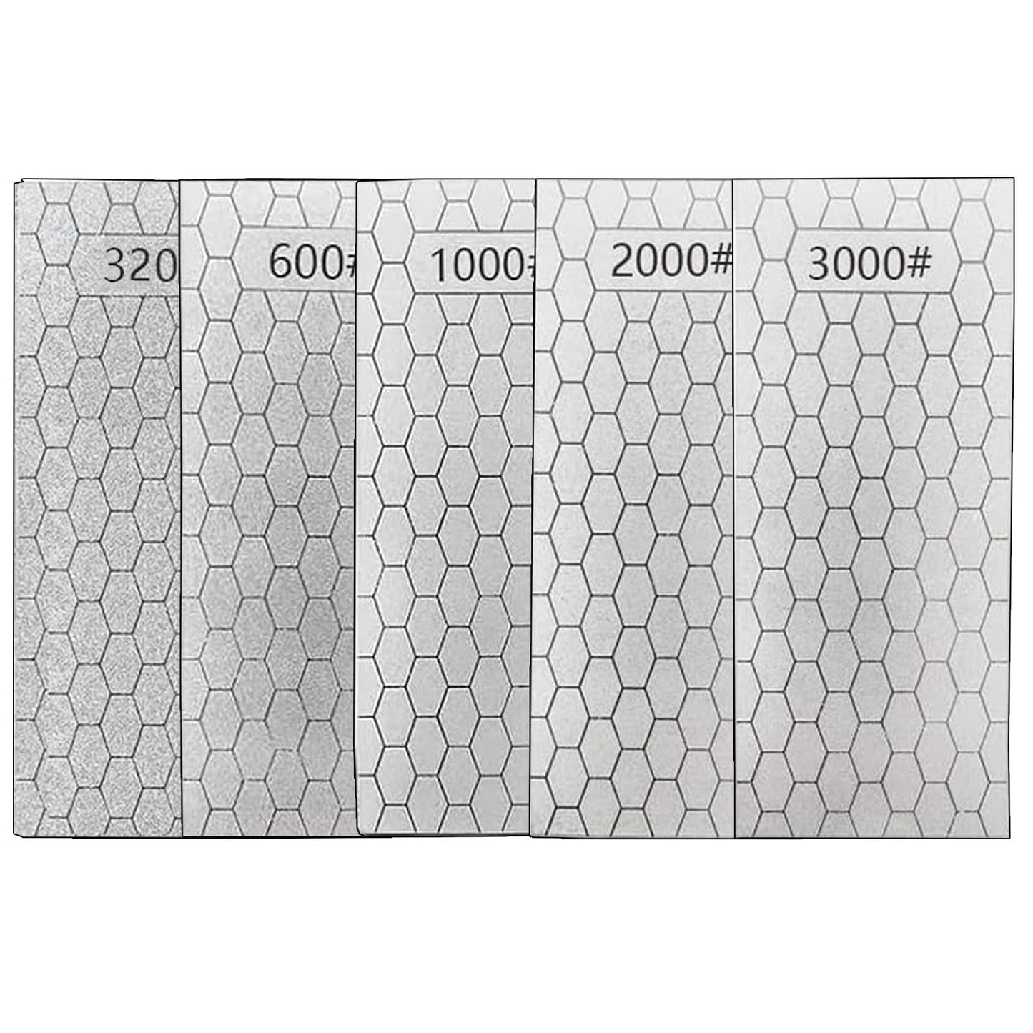 Diamond Sharpening Stone, 5 Pcs Knife Sharpening Stone for Kitchen Sharpening, Diamond Lapping Plate Coarse/Medium/Fine Grit Sharpener, 320/600/1000/2000/3000 Grit