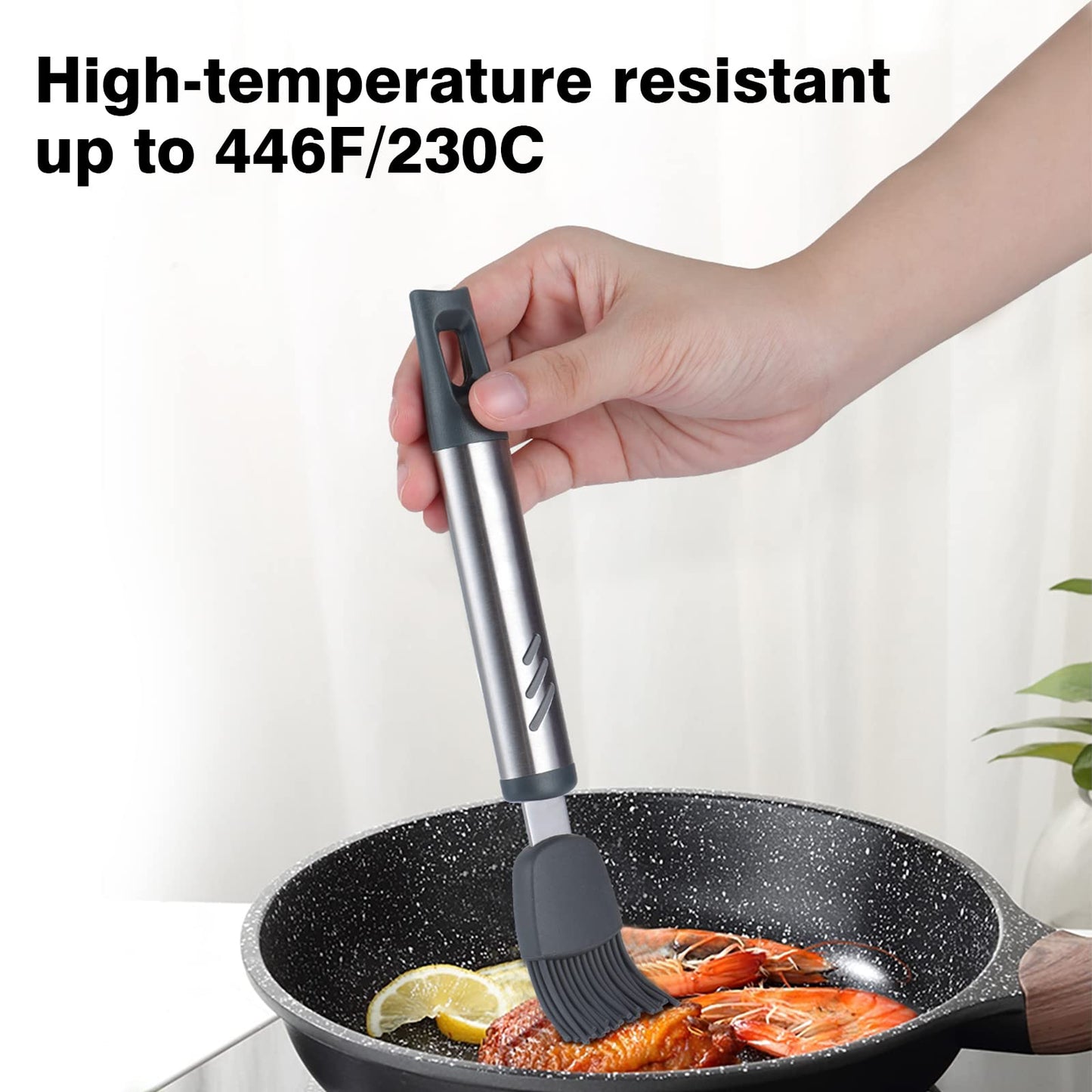 Lebabo Silicone Basting Brush, 7.67 Inch Pastry Brush For Baking Barbecue, Heat Resistant Grill Brush For Oil And Sauce, Comfortable Grip, BPA Free and Dishwasher Safe (2 Pcs)
