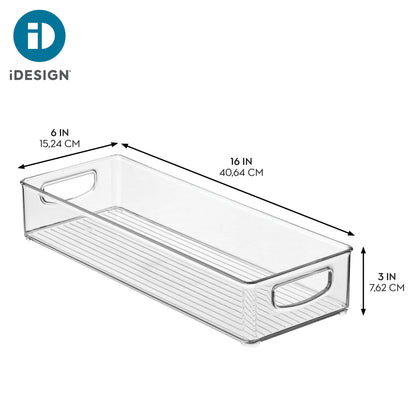 iDesign Slim Extra Long Clear Storage Bin, Narrow Stackable Organizer for Kitchen or Pantry