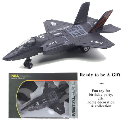 OTONOPI Fighter Jet Military Plane Model F-35 Aircraft Army Air Force Diecast Metal Pull Back Bomber Attack Plane with Lights and Sounds for Kids or Commemorate Collection
