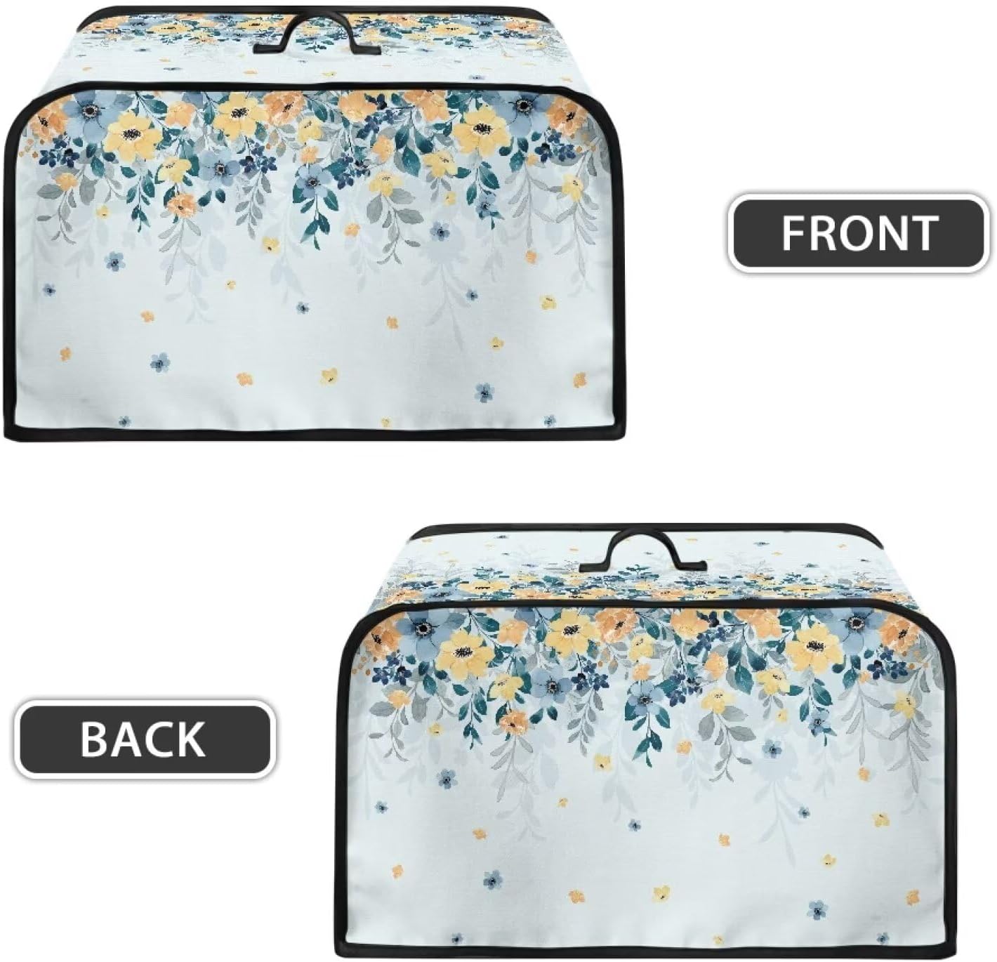Blue Yellow Flowers Slow Cooker Dust Cover - Trendy Air Fryer Cover for Most Kitchen Appliances, Washable