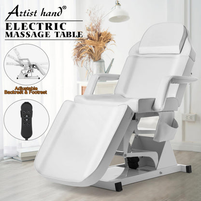 Artist hand Facial Bed for Esthetician MassageTable Beauty Bed Medical Aesthetic Tattoo Procedure Bed with 3 Motor Electrical Adjustments,White