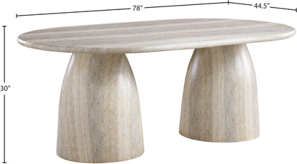 Meridian Furniture 702Travertine-T Cosenza Collection Art Deco 78" Indoor/Outdoor Concrete Dining Table with Travertine Finish, 78" W x 44.5" D x 30" H