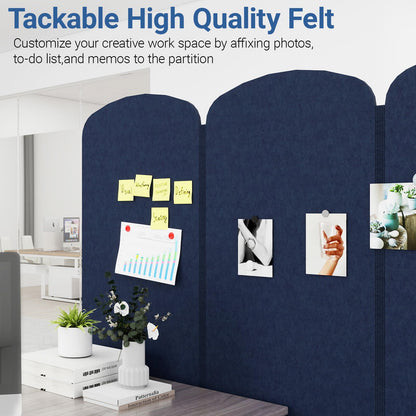 Natwind 5 Panel 122.8 x 71 in Office Room Privacy Protect Space Divider Portable Partition,Wall Folding Cubicle Indoor Freestanding Acoustic Partition Temporary for Office Room, Navy Blue