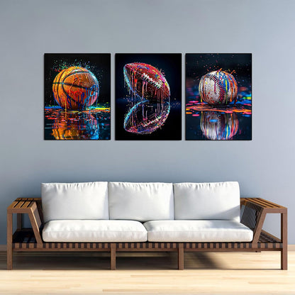 YOLENIX Square Diamond Art Kits for Adults, 3 Pack Graffiti Ball Diamond Painting Kits for Beginners, DIY Diamond Dots Ball Games 5D Gem Art Square Drill Painting Kits for Home Wall Decor 12x16 inch