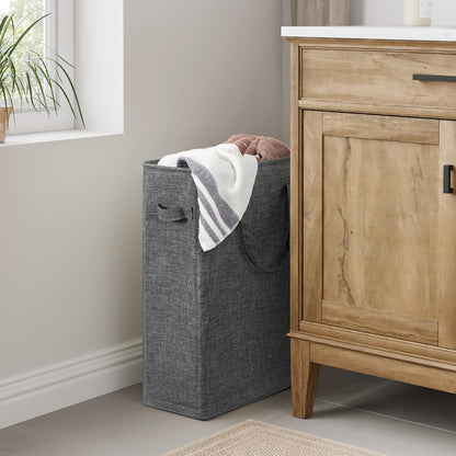 Chrislley 45L Slim Laundry Hamper, Narrow Laundry Basket with Handle, Foldable Dirty Clothes Portable Skinny Hamper