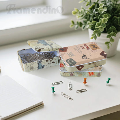 Framendino, 10 Pack Metal Tin Plate Empty Boxes Trinket Jewelry Coin Box with Lid for Candy