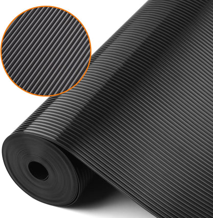 Black Shelf Liners for Kitchen Cabinets - Non-Adhesive Waterproof Washable Drawer Mat Liner for Bathroom and Pantry