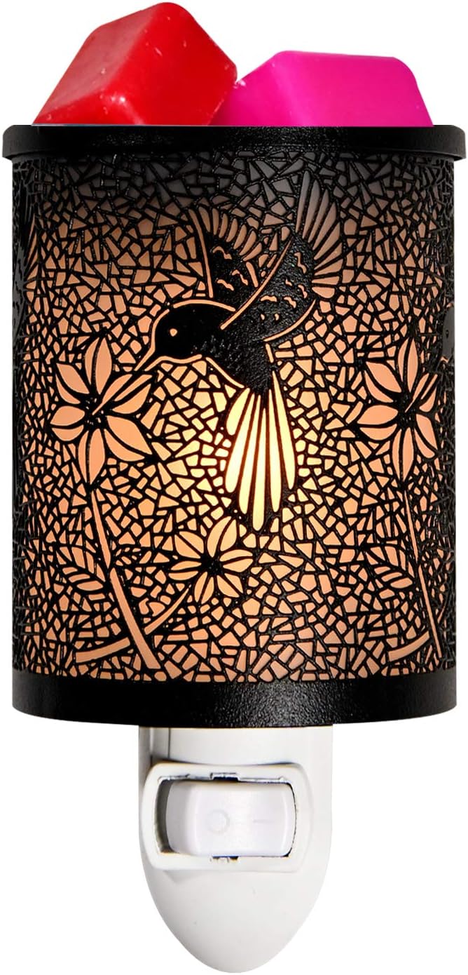 ASAWASA Metal Plug-in Wax Warmer with Silicone Liner, Electric Wax Burner Melter Night Lamp for Home Decor, Hummingbird
