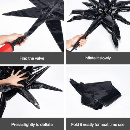 PartyWoo Black Star Foil Balloons - 6-Piece Set of 22-Inch Large Mylar Balloons for Space-Themed Celebrations