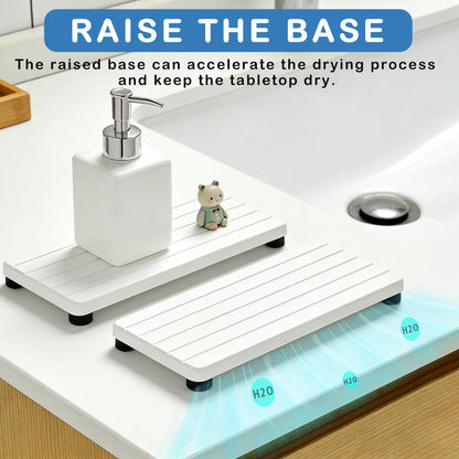 2PCS Stone Drying Tray, Water Absorbing Stone Tray for Sinks, Neat Diatomite Sink Trays, Fast Drying Kitchen Sponge Hand Soap Holder, Instant Dry Sink Coasters Used for Bathroom Counter -White