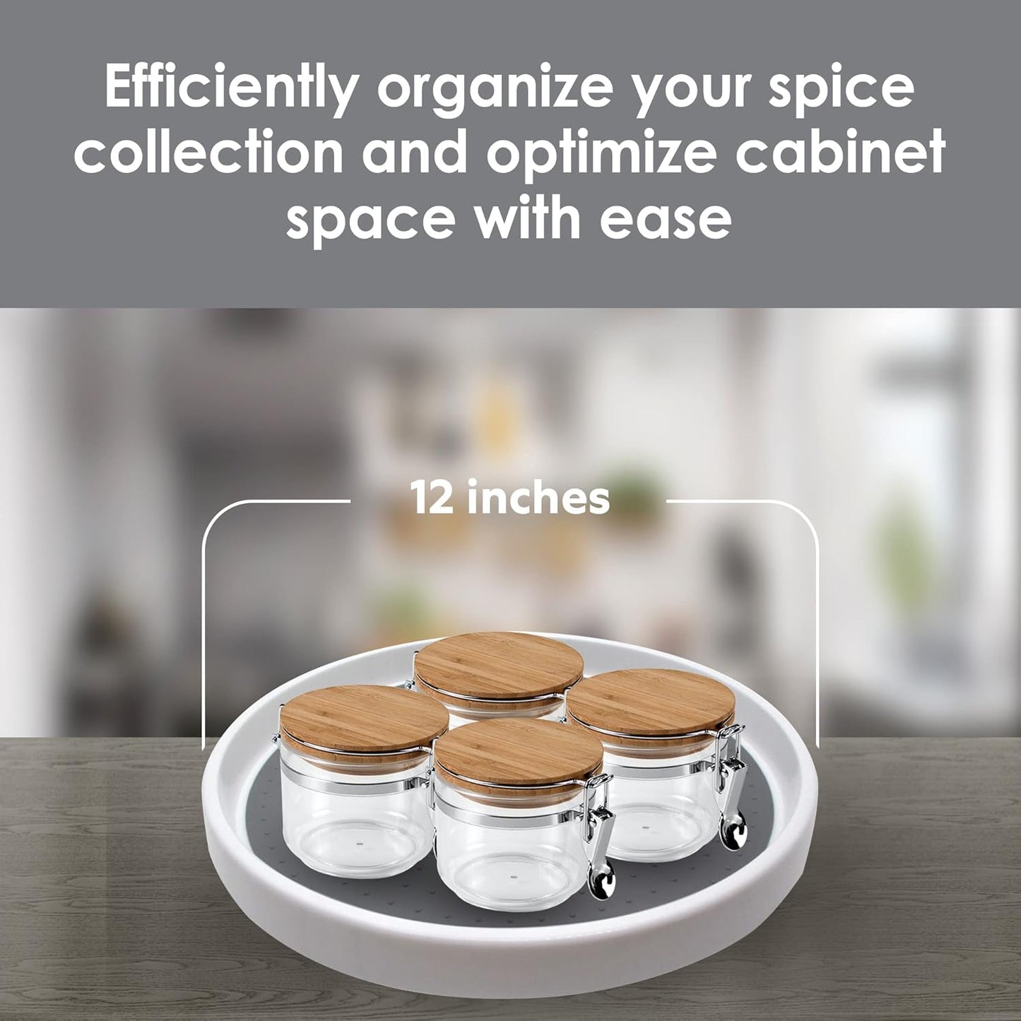 Lazy Susan Turntable 2 Pack, 12 Inch Non-Skid Round Spinning Spice Organizer for Kitchen, Cabinet, Pantry, Fridge