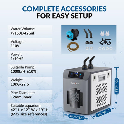[Upgrade] 1/10 HP Aquarium Chiller 42 Gallon 160L Water Cooling System