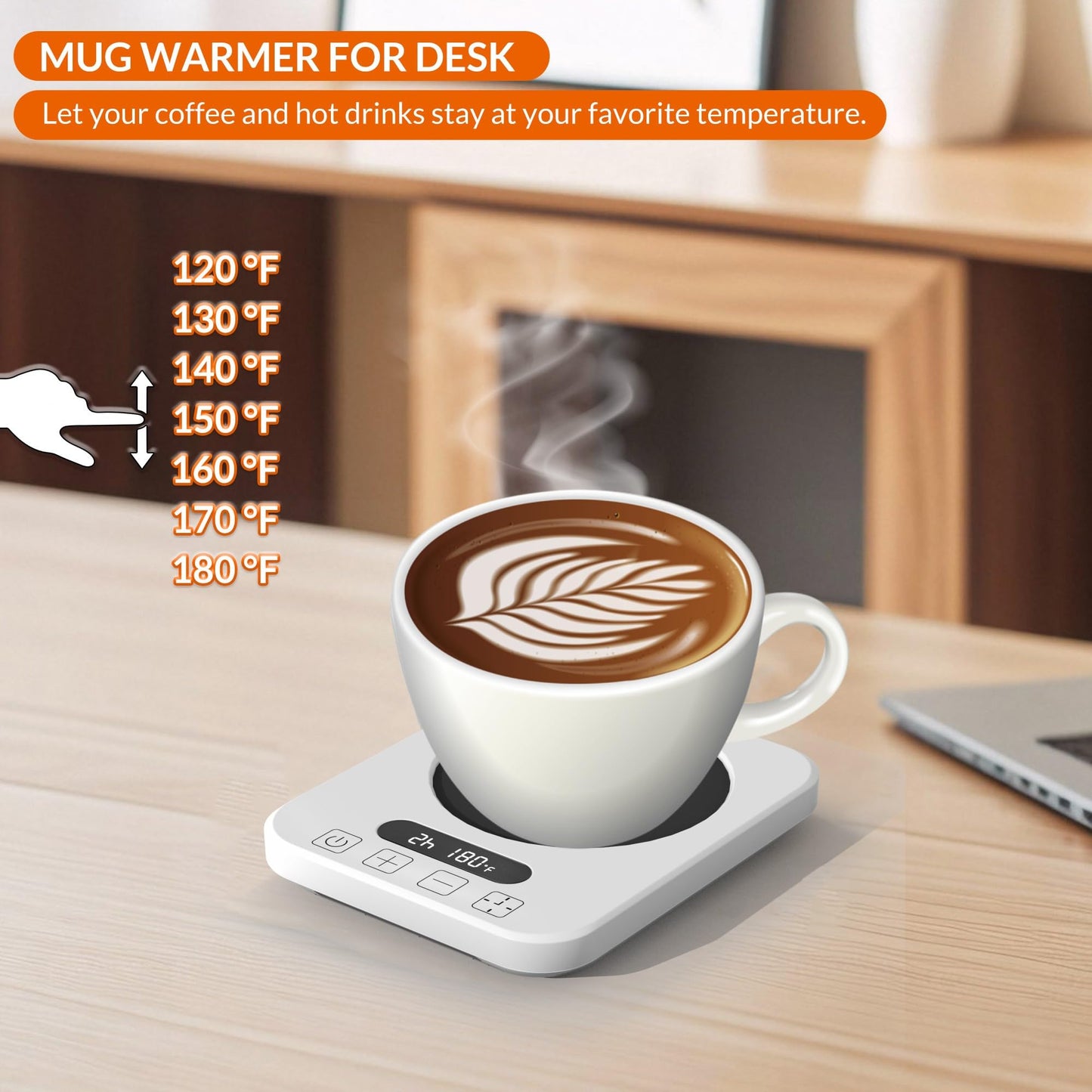 Coffee Mug Warmer,Cup Warmer with 7 Temp Settings,8H Auto Shut Off & 12H Timer,Fast Bottle Warmers for All Bottles,The Ultimate Coffee Warmer Plate for Beverage Lovers (White)