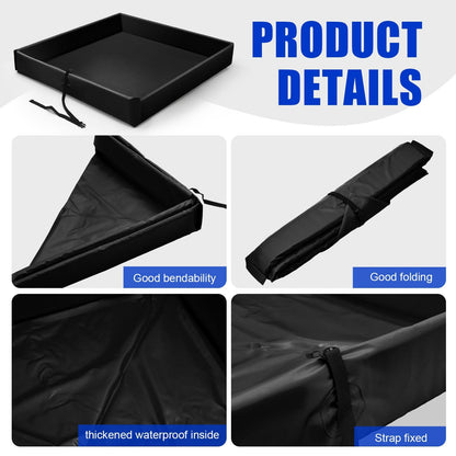 Wettarn Folding Duck Pond 6' x 6' Portable Spill Containment Berm Wall Containment Berm (Black)