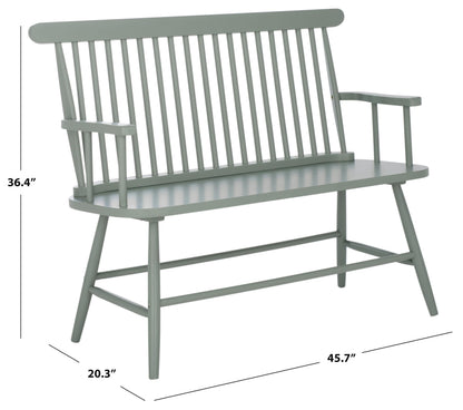 SAFAVIEH Home Collection - Eton Sage Green Solid Wood Bench, Farmhouse Spindle Back Indoor Seating for Entryway or Dining (BCH3300A)