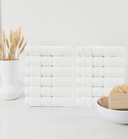 12 Pack 12x12-100% 580 COTTON CRAFT Ultra Soft Washcloths - - Cotton Facecloths - Baby Wash Cloths - Absorbent Quick