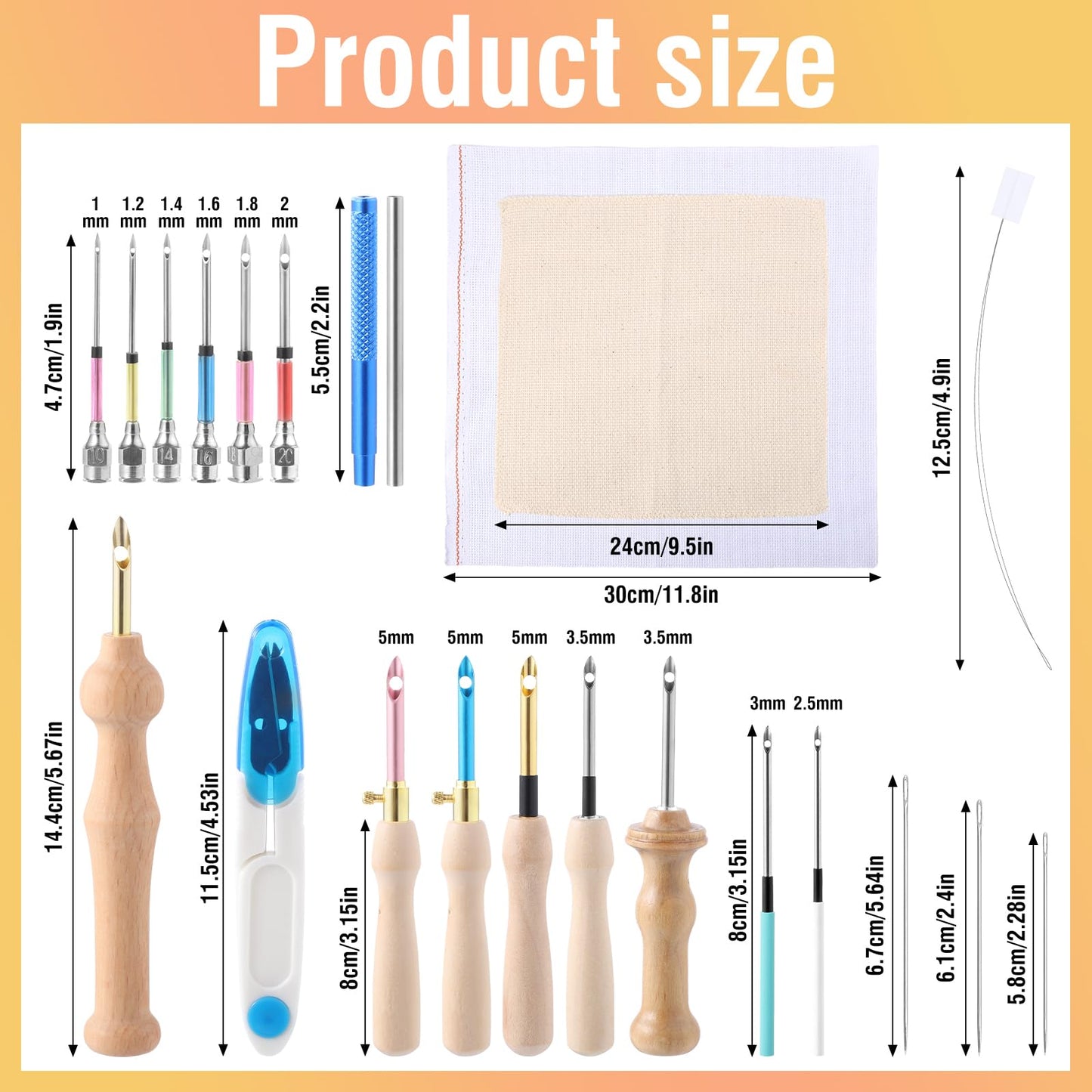 35 Pcs Punch Needle Kit, Punch Needle Tool Adjustable Punch Needle Embroidery Kits Include Wooden Handle Embroidery Pen Set, Big Eye Needles, Punch Needle Cloth - Valentines Gifts for Adults Beginne