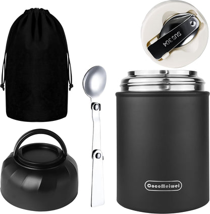 17oz Thermo for Hot Food & Drinks, Thermo Lunch Box, Vacuum Insulated Food Container with Spoon&Drawstring Bag, Soup