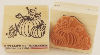 Stamps by Impression Pumpkins Autumn, Fall, Thanksgiving Rubber Stamp - ST 0675-1.5" x 1.5" Block
