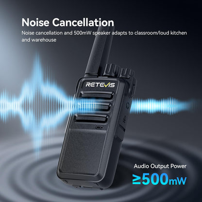 Retevis RT68 Walkie Talkies with Earpiece, Portable FRS Two-Way Radios Rechargeable, with 6 Way Multi Unit Charger, Hands Free, Long Range, Rugged 2 Way Radios 6 Pack for Adults School Church