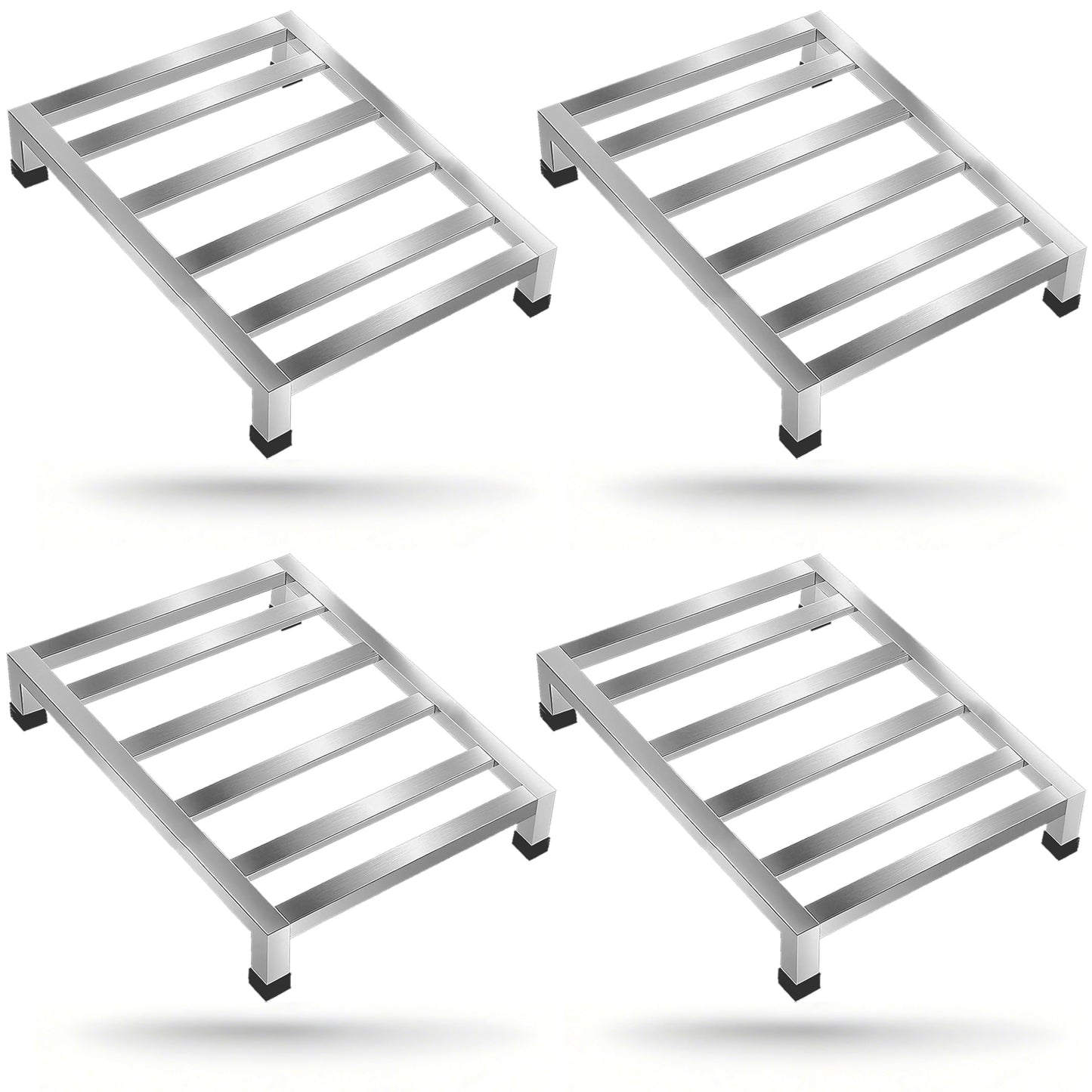 Zepkouel 4 Pack Dunnage Rack,15.7"X11.8"X3.5" Stainless Steel Dunnage Racks,Kitchen Basement Garage Storage Racks,1000 lbs Capacity (4)
