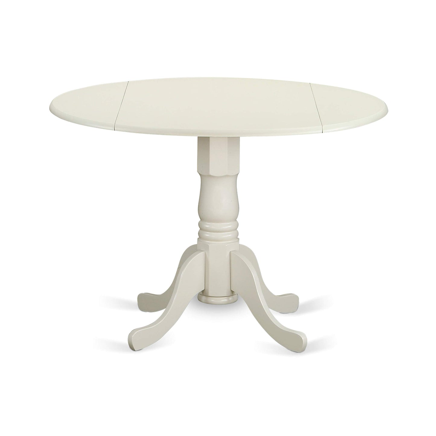 East West Furniture DLBO3-WHI-W 3 Piece Dining Room Table Set Contains a Round Kitchen Table with Dropleaf and 2 Dining Chairs, 42x42 Inch, Linen White