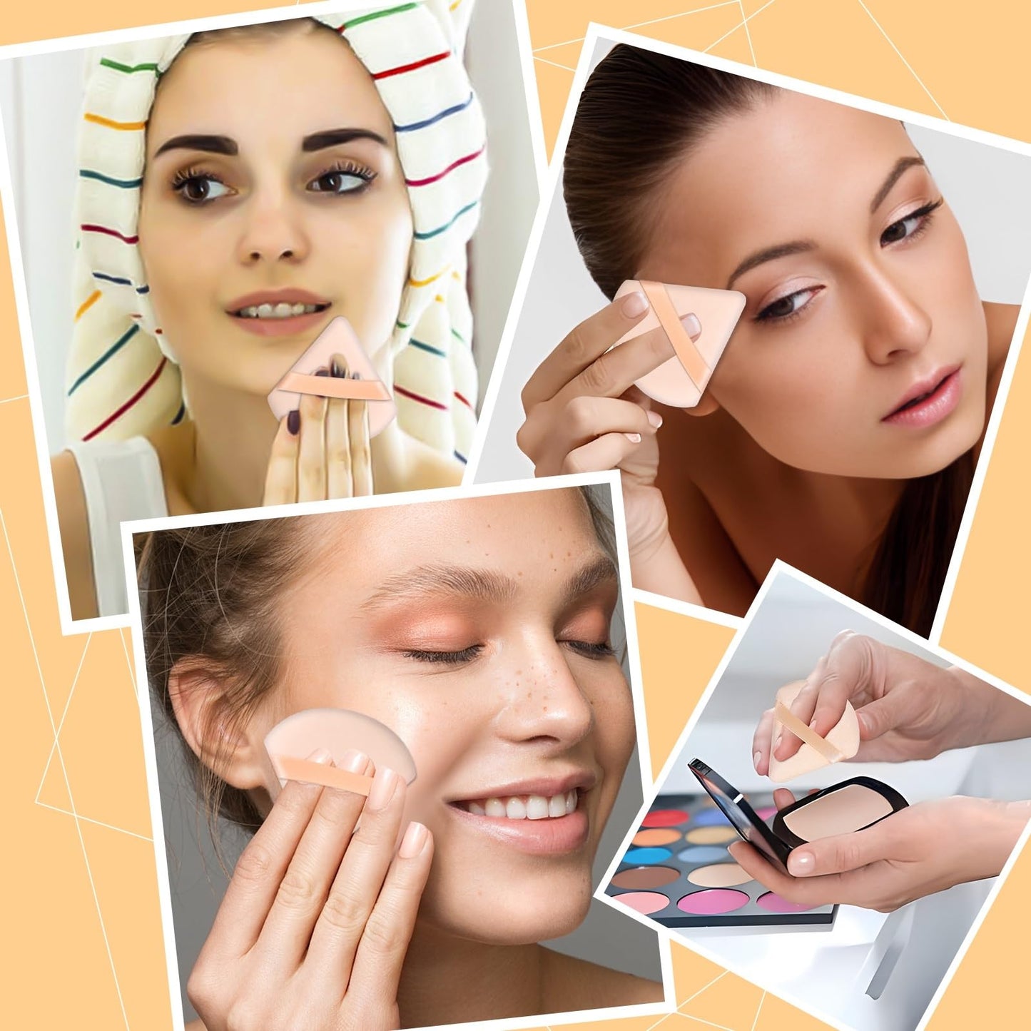 Pimoys 6 Pieces Powder Puff Face Makeup Sponge Soft Velour Triangle Powder Puffs Beauty Sponge Stocking Stuffers for Loose Powder (Black, Pink)