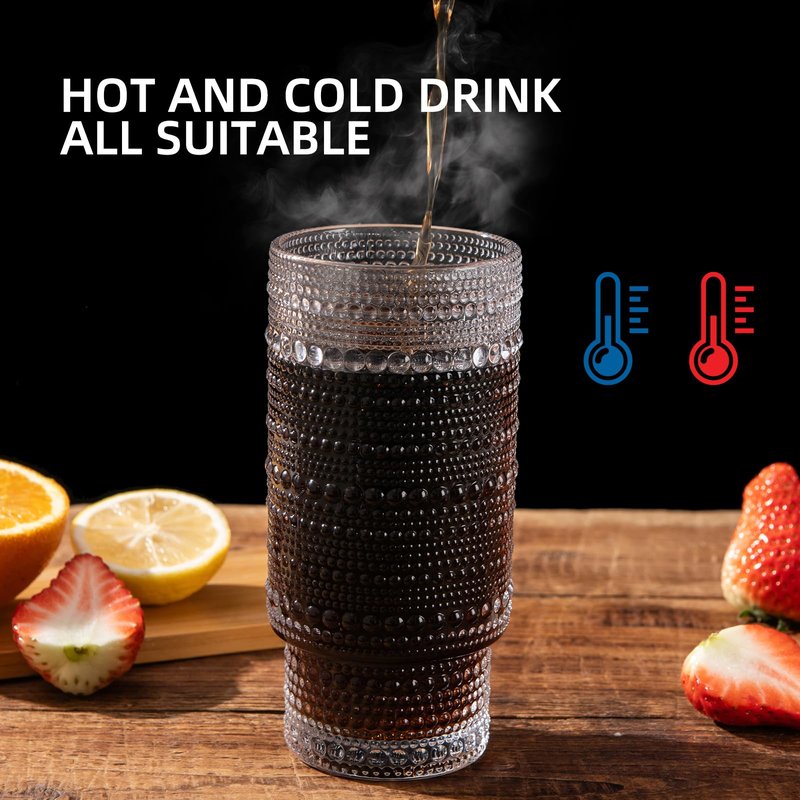 MRZIKPO Drinking Glasses with Bamboo Lids and Glass Straw 8pcs Set,16oz Glass Tumbler Cups,Water Glasses,Iced Coffee Glasses,iced Tea Glasses,Beer Glasses,Ideal for Whiskey,2 Brushes