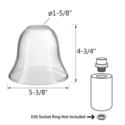 Aspen Creative 23625-60-3, Clear Glass Shade For Lighting Fixture/Vanity Light/Wall Light, Size: 5-3/8" D x 4-3/4" H, 3Pcs/Pack