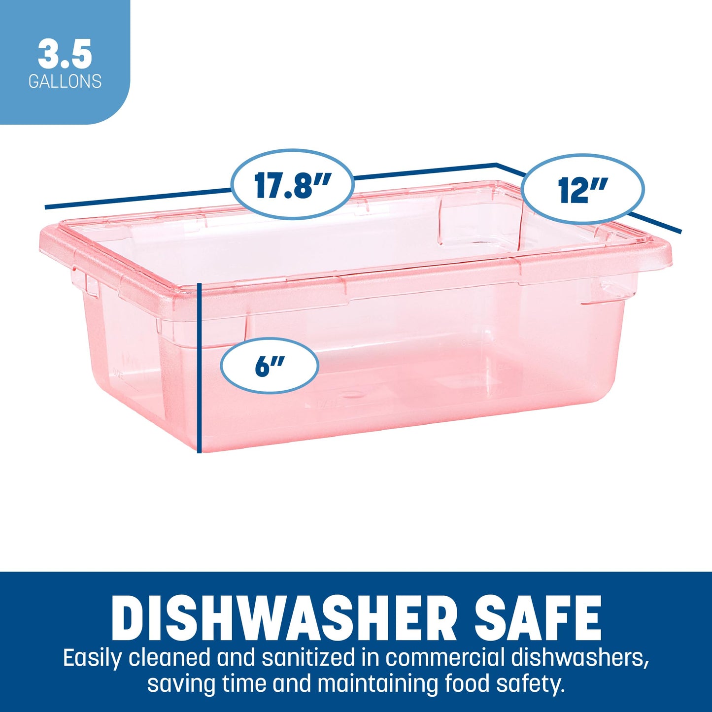 Carlisle FoodService Products 10611C05 StorPlus 3.5 Gallon Color-Coded Box 18" x 12" x 6", Red