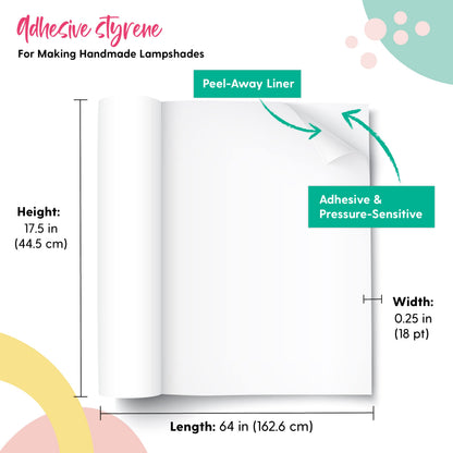 I Like That Lamp Styrene Sheet for Lampshade (17.5" Height x 64" Length) - Adhesive Roll for DIY Round Drum Lamp Shade - Repair Damaged Shades - Make a New Lampshade - Compatible With All Materials