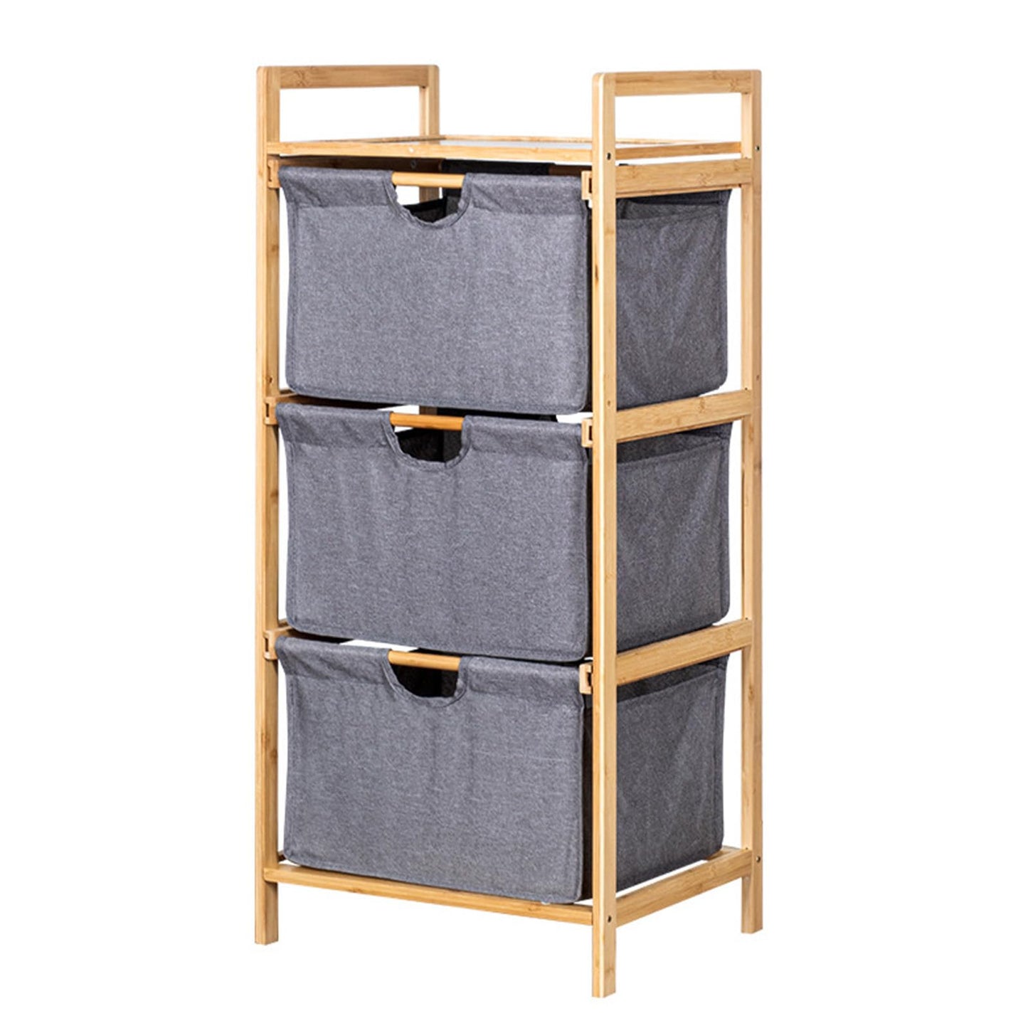 Depisuta Laundry Basket Organizer, 3 Tier Pull Out Hamper Sorter with Top Shelf Fabric Drawers Unit Small Space Freestanding Clothes Towel Storage Cabinet for Bathroom Bedroom (Gray)
