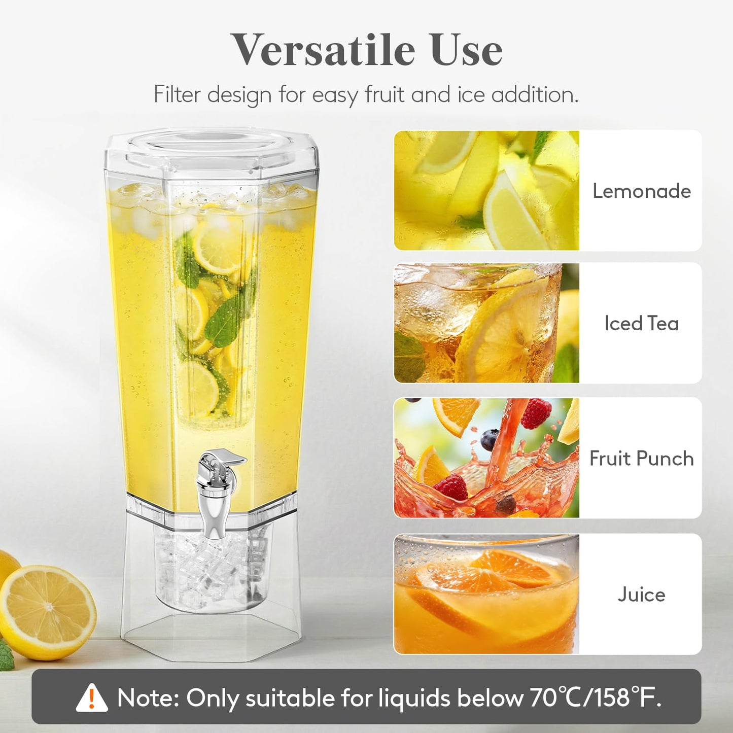 Lifewit 1.6 Gallon Drink Dispenser for Parties 2 Pcs, Large Plastic Beverage Container for Juice/Tea/Soda with Stand & Ice Core, Clear Lemonade Dispenser with Spigot, BPA Free Water Pitcher for Fridge