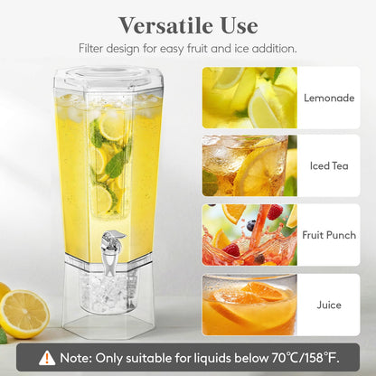 Lifewit 1.6 Gallon Drink Dispenser for Parties 2 Pcs, Large Plastic Beverage Container for Juice/Tea/Soda with Stand & Ice Core, Clear Lemonade Dispenser with Spigot, BPA Free Water Pitcher for Fridge