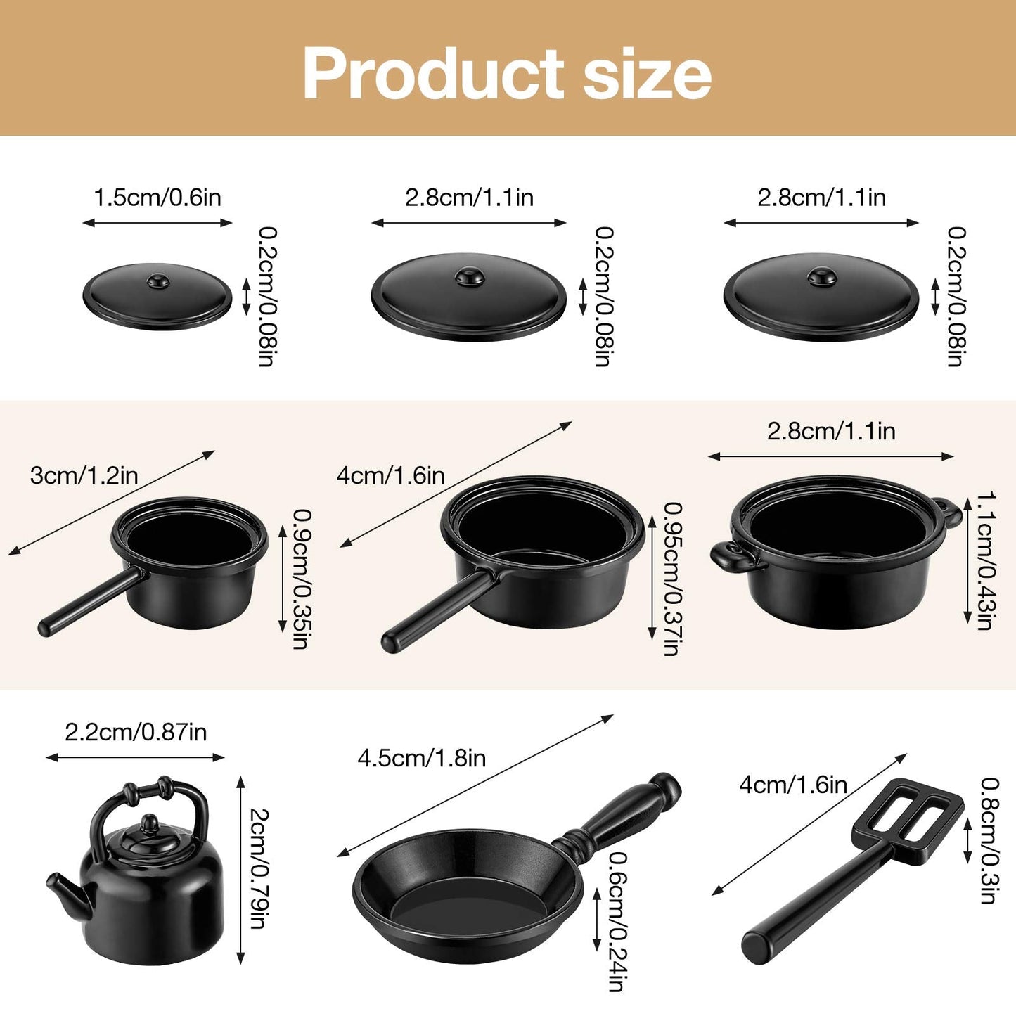 Sumind 20 Pcs Dollhouse Miniature Cooking Set Pots and Pans 1/12 Scale Miniature Metal Stovetop Cookware for Mini Kitchen, Dollhouse Decoration Accessories for Party Supplies