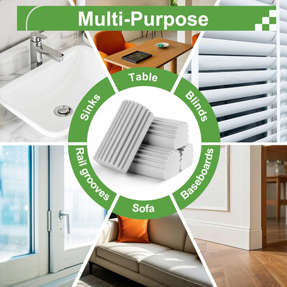 Jeymei 4-Pack Damp Clean Duster Sponge,Gray Damp Dusting Sponge,Duster Baseboard Cleaner Sponge with Ridges,Reusable Wet Duster Sponge,Household Cleaning Sponges for Blinds,Window Track Grooves