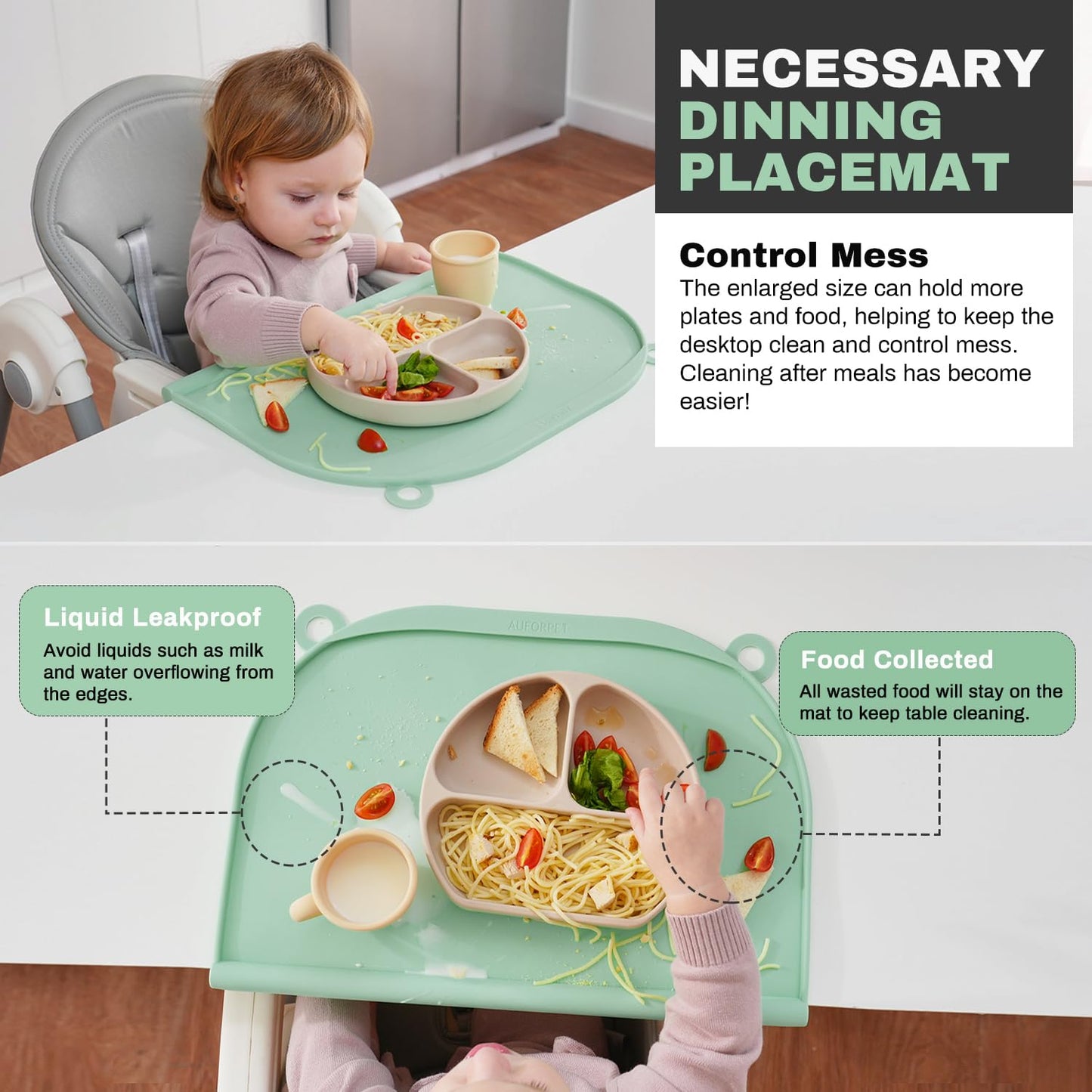 Large Silicone Suction Table Mat, 17" x 12" Thick Placemat with Edge-Bumper, Raised Edge Leakproof, Non-Slip for Kids Toddler Baby Essentials Dinning, Restaurant Eating, Plates, Art, Craft & Painting