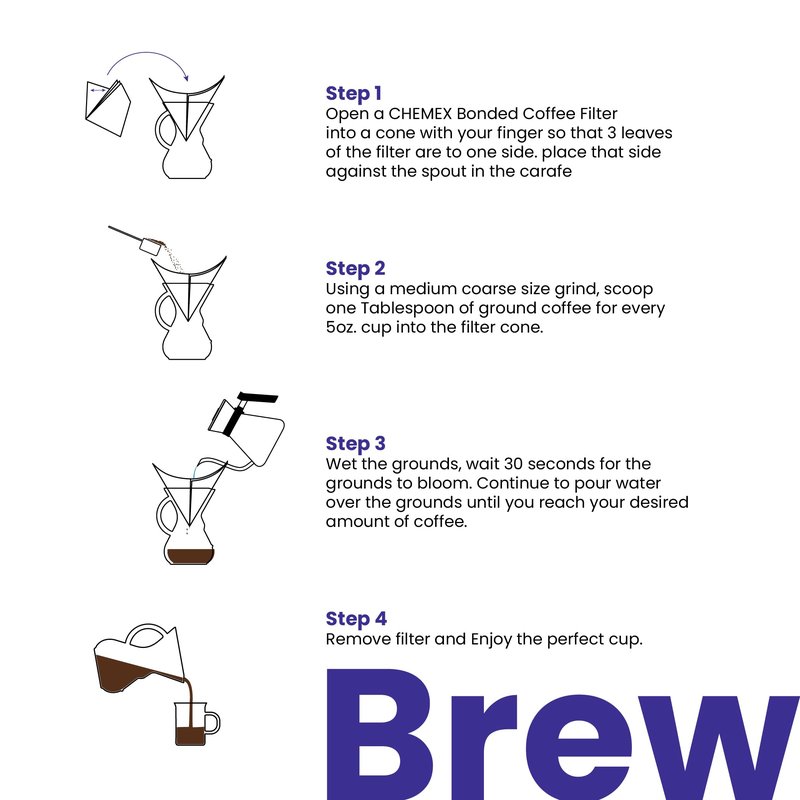 Chemex Bundle - 8-Cup Glass Handle Series - 100 ct Square Filters - Exclusive Packaging