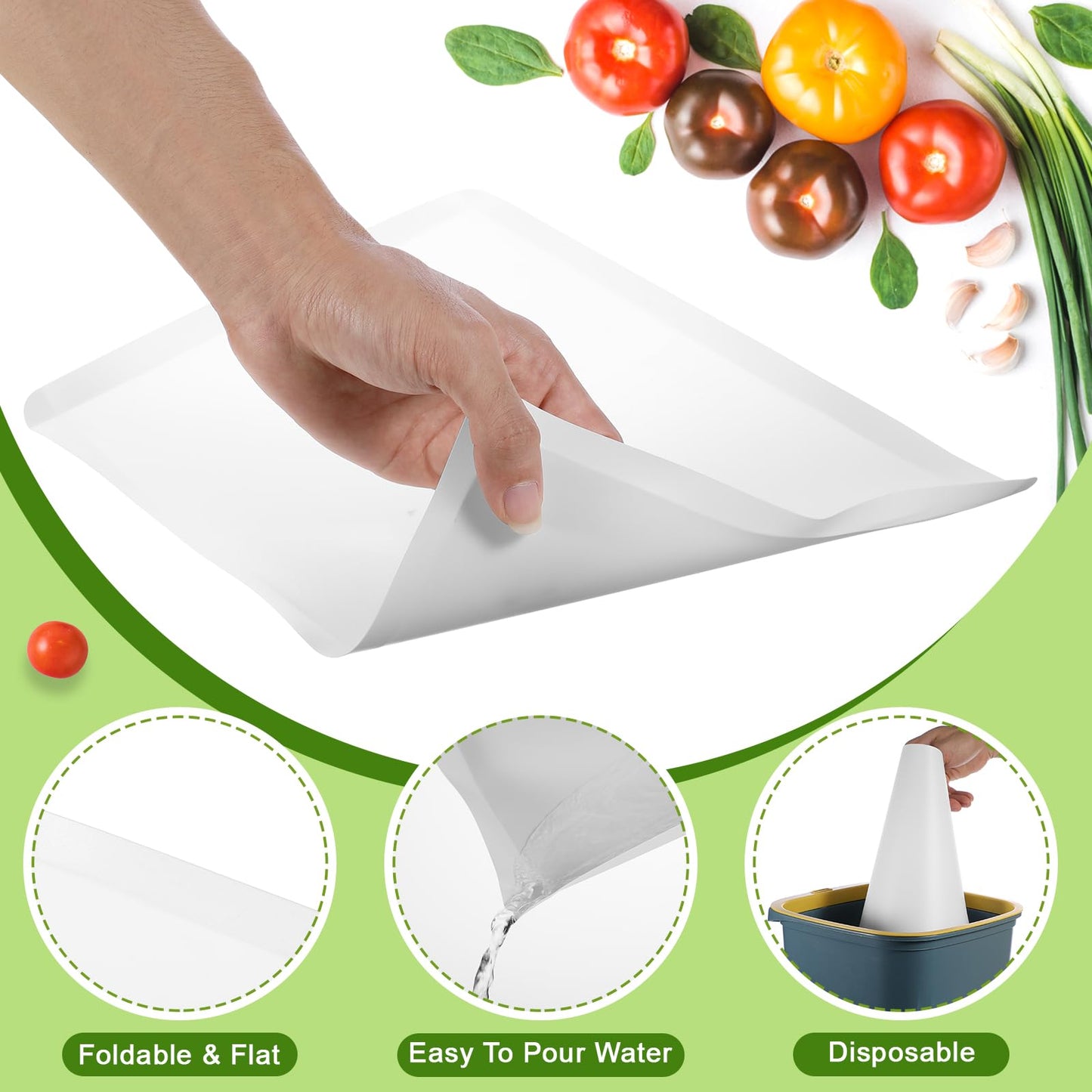 Hushee 120 Count Disposable Cutting Board Sheets 10 x 13 Inch Flexible Plastic Disposable Sheets Cutting Mat Large Chopping Boards for Kitchen Cooking Traveling Camping Tailgating BBQ