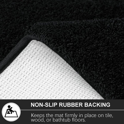 B BENRON Bathroom Runner Rugs 60x24, Extra Soft and Absorbent Bath Mats, Non-Slip Shaggy Long Bath Rug for Bathroom Floor, Tub and Shower, Machine Washable, Quick Dry, Black