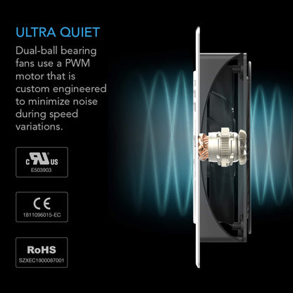 AC Infinity AIRPLATE T8 White, Quiet Cooling Dual-Fan System 6" with Thermostat Control, for Home Theater AV Cabinets