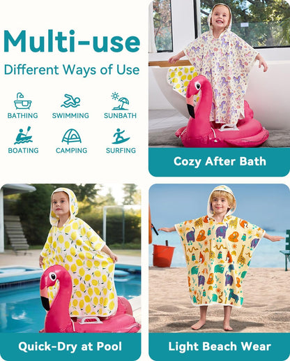 2-6, 25.5" 25.5", babee Reshinee Bamboo Viscose Hooded Bath Towels for Toddler Girls Kids Age Measures x Soft Bathrobe