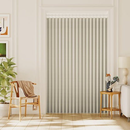 H.VERSAILTEX 100% Blackout Linen Curtain Accordion Door Curtains for Doorway Privacy Folding Closet Curtain Room Divider Sliding Door Shade with Hooks, 1 Panel, W100 x L78, Heather Ivory