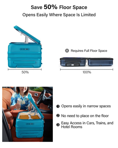 Hanke Hardside Expandable Checked Luggage, 24 Inch Top Opening Trunk Luggages with Spinner Wheels, All-PC Hard Shell Suitcase, Lightweight TSA Checked-Medium(Caribbean Blue, 83L)
