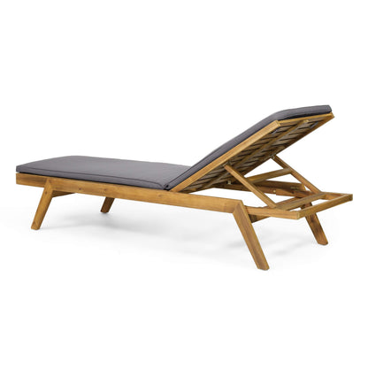 Christopher Knight Home Caily Outdoor Chaise Lounge with Cushions - Acacia Wood - Teak/Dark Gray (Set of 4)