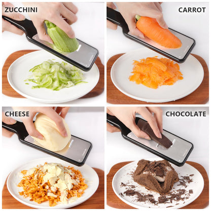 LHS Lemon Zester Grater Set of 3 - Cheese Grater Kitchen Tool for Parmesan Cheese, Ginger, Nutmeg, Chocolate, Vegetables, Stainless Steel Cheese Shredder（Fine & Ribbon & Coarse Blades）