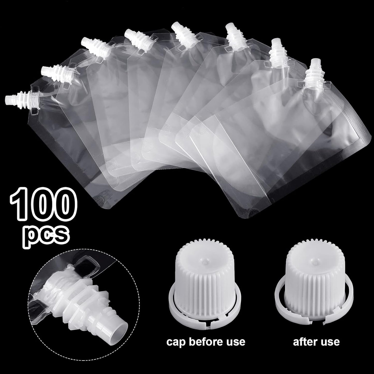 200 Sport(6.7 oz) Meanplan Pcs Reusable Plastic Pouches Bulk Squeeze Plastic Juice Drink Pouches Clear Leak Proof Bags