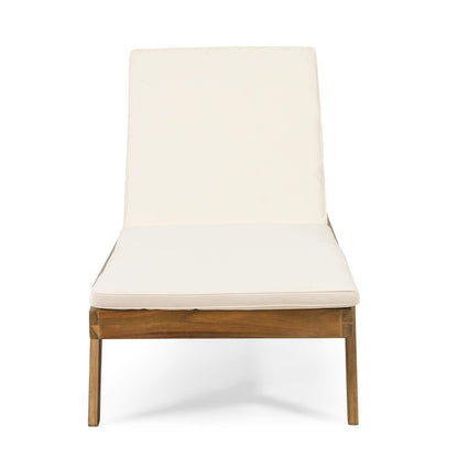 Christopher Knight Home Caily Outdoor Chaise Lounge with Cushions - Acacia Wood - Teak/Cream (Set of 2)